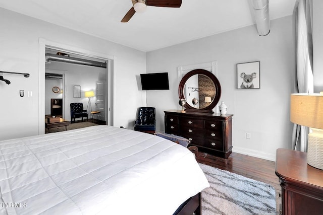 24 6th St, Bristol, TN 37620 - bedroom featuring baseboards, wood finished floors, and ceiling fan