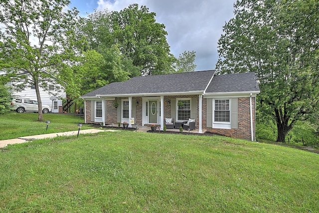 420 Brookwood Dr, Bristol, TN 37620 - single story home featuring covered porch, brick siding, a front lawn, and roof with shingles