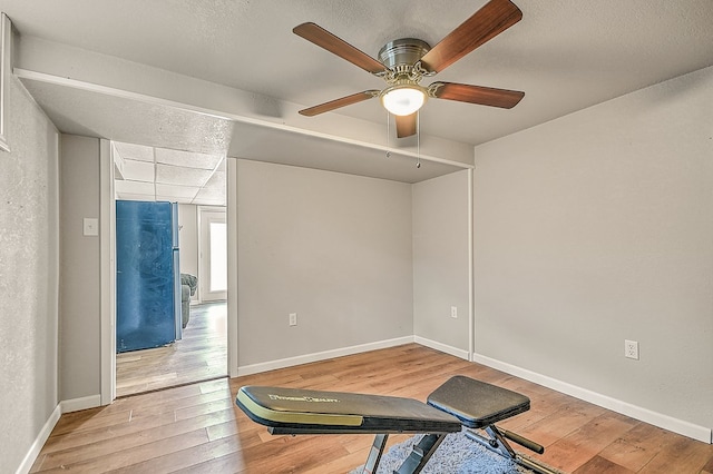 420 Brookwood Dr, Bristol, TN 37620 - exercise room featuring wood finished floors and ceiling fan
