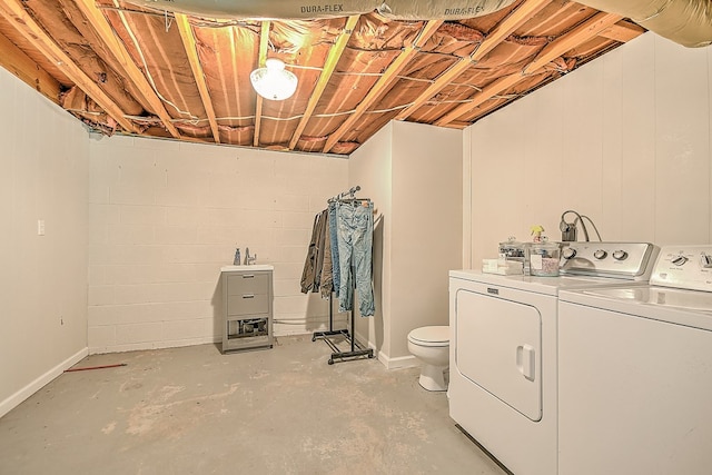 420 Brookwood Dr, Bristol, TN 37620 - laundry area with washer and dryer and concrete block wall