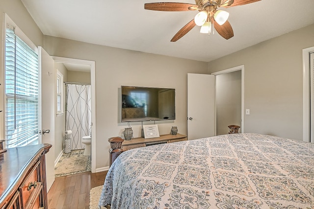 420 Brookwood Dr, Bristol, TN 37620 - bedroom featuring wood finished floors, a ceiling fan, and ensuite bath