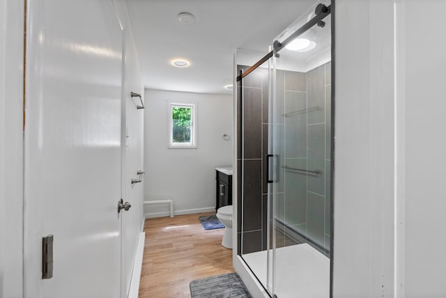 21468 Mandalay Ln, Abingdon, VA 24211 - bathroom featuring a shower stall, vanity, and wood finished floors