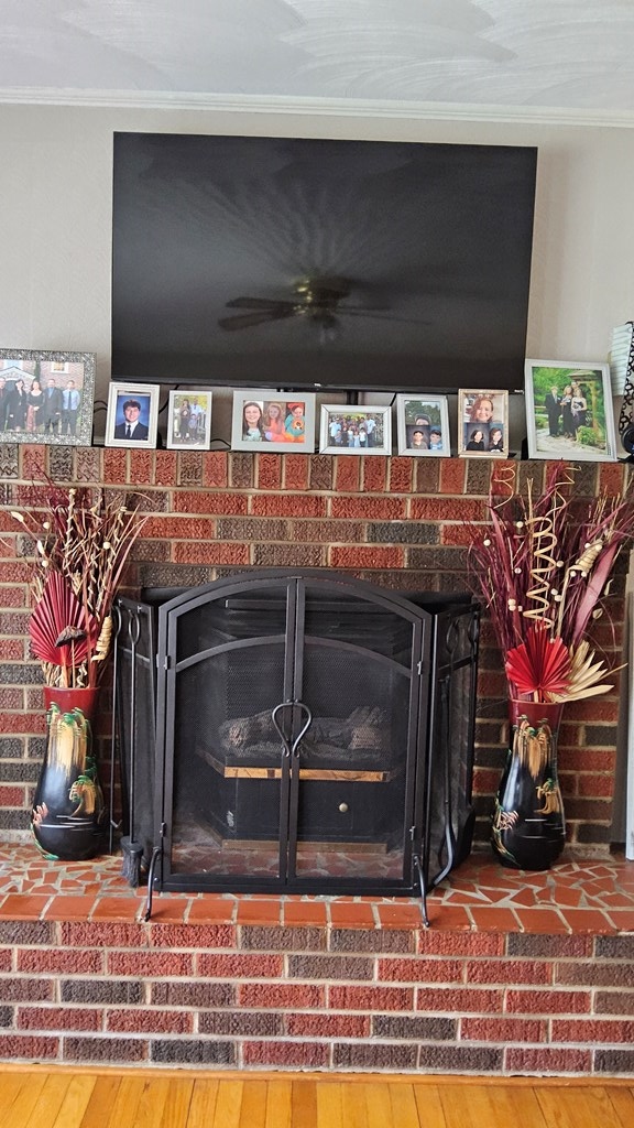 1359 Scratch Gravel Rd, Marion, VA 24354 - detailed view of wood finished floors, ornamental molding, and a fireplace