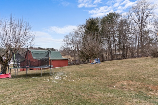 view of yard with a trampoline