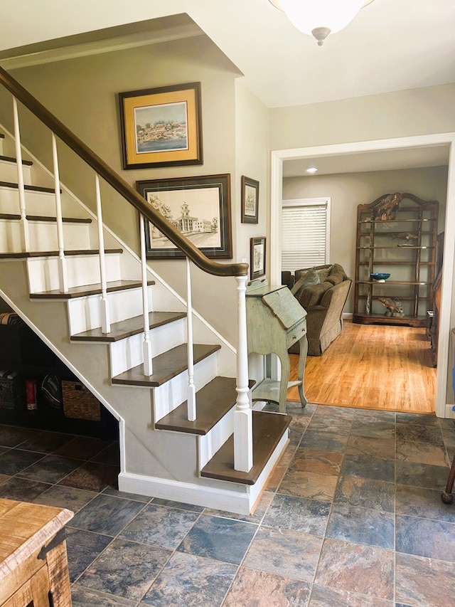 18335 Westwood Dr, Abingdon, VA 24211 - stairway featuring stone tile floors