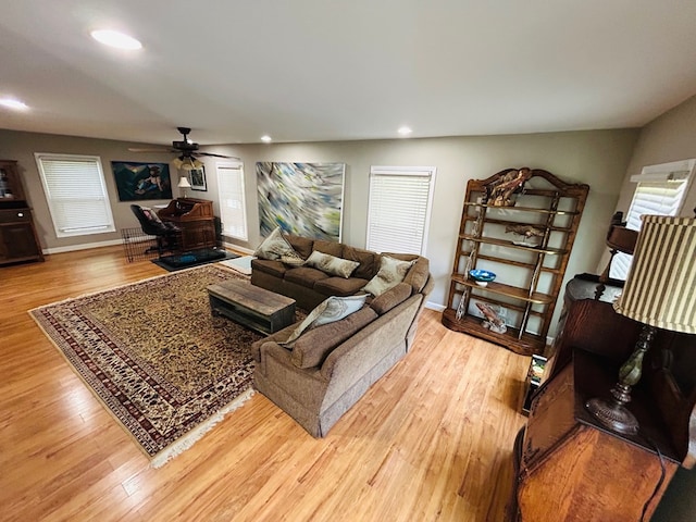 18335 Westwood Dr, Abingdon, VA 24211 - living area featuring ceiling fan, wood finished floors, and recessed lighting