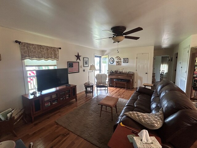 3950 Boyd Rd, Draper, VA 24324 - living room featuring a ceiling fan and wood finished floors