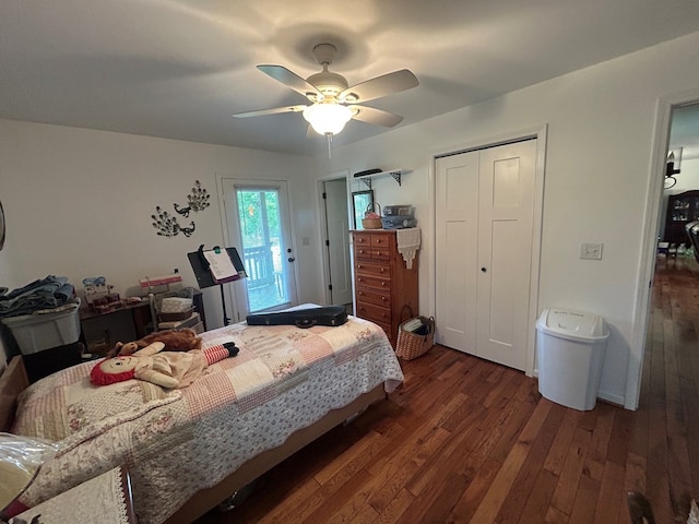 3950 Boyd Rd, Draper, VA 24324 - bedroom with wood-type flooring, a ceiling fan, and a closet