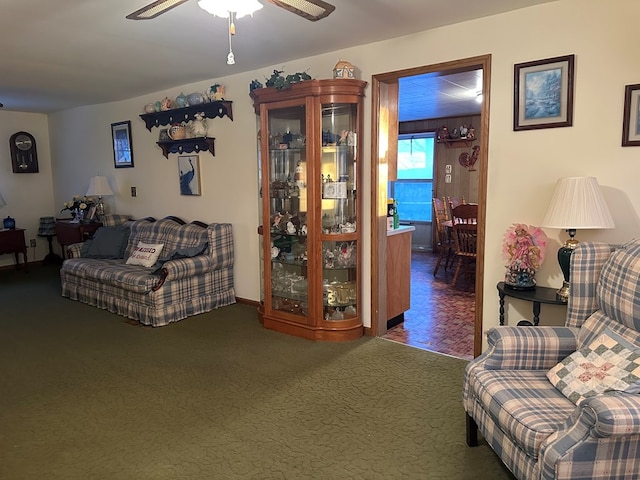 4860 Greasy Creek Rd, Bandy, VA 24602 - carpeted living room with ceiling fan and baseboards