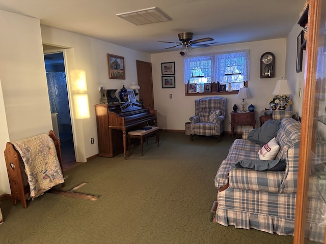 4860 Greasy Creek Rd, Bandy, VA 24602 - sitting room with carpet flooring, ceiling fan, and baseboards