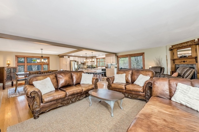101 Spring Haven Dr, Fancy Gap, VA 24328 - living room with a chandelier, light wood-style flooring, and recessed lighting