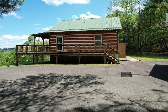 805 Double Bridges Dr, Fancy Gap, VA 24328 - view of front of house featuring a wooden deck and a metal roof