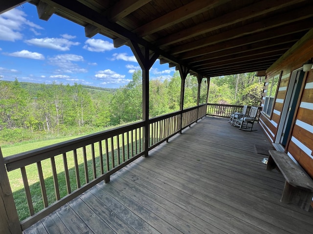 805 Double Bridges Dr, Fancy Gap, VA 24328 - wooden terrace with a lawn and a view of trees
