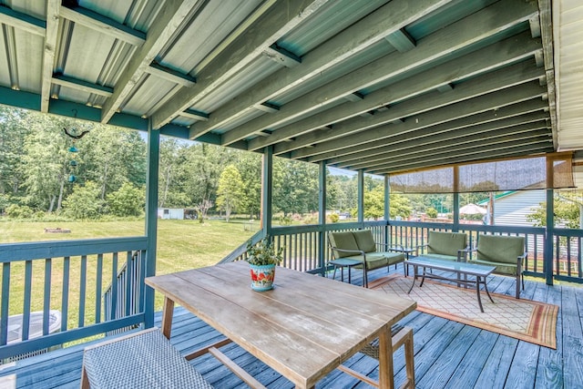 556 Stoney Battery Rd, Marion, VA 24354 - wooden deck featuring an outdoor living space and a lawn