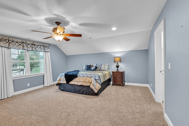 567 Saint James Rd, Chilhowie, VA 24319 - carpeted bedroom with lofted ceiling, baseboards, and a ceiling fan
