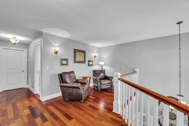 567 Saint James Rd, Chilhowie, VA 24319 - living area featuring an upstairs landing, wood finished floors, and baseboards