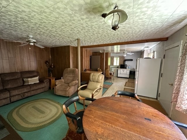 TBD Blue Springs Rd, Elk Creek, VA 24326 - carpeted living area featuring a ceiling fan and wooden walls