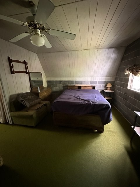 TBD Blue Springs Rd, Elk Creek, VA 24326 - bedroom featuring a ceiling fan, carpet flooring, and wood walls