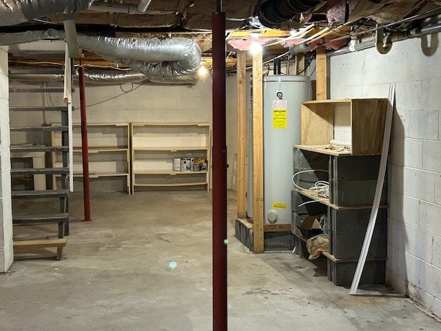 basement with gas water heater