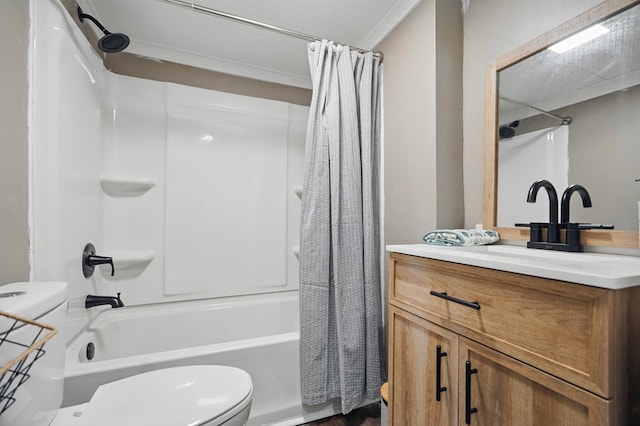 16050 Industrial Park Rd, Bristol, VA 24202 - bathroom with shower / bath combo with shower curtain, vanity, and crown molding