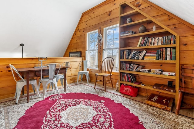 799 Crystal Springs Dr, Fancy Gap, VA 24328 - living area featuring lofted ceiling and wood walls