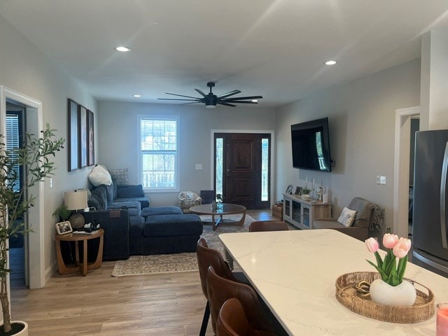 679 Hillman Hwy, Glade Spring, VA 24340 - dining area with light wood-style floors, recessed lighting, and ceiling fan