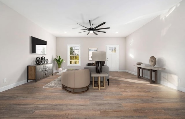 679 Hillman Hwy, Glade Spring, VA 24340 - living area with a ceiling fan, wood finished floors, baseboards, and recessed lighting