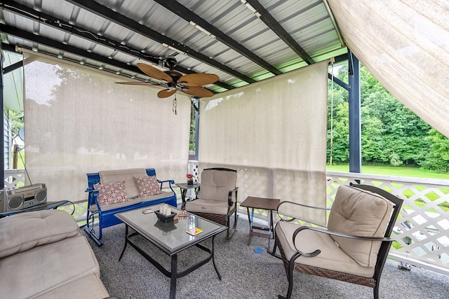 view of patio with an outdoor hangout area and ceiling fan