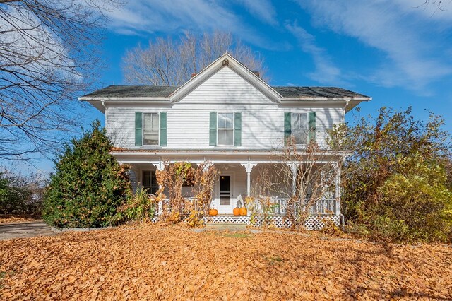 view of front facade featuring covered porch
