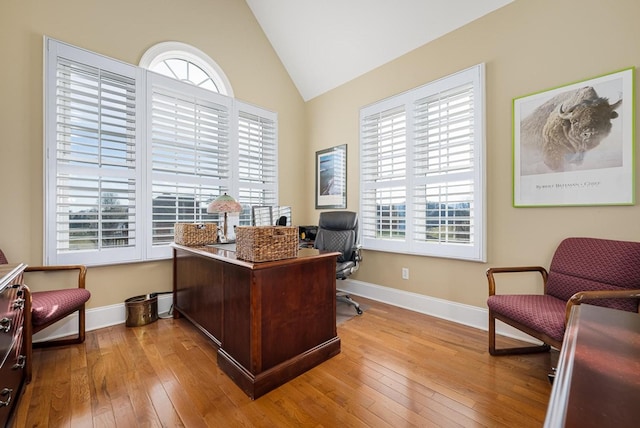 20324 Josh Allen Dr, Abingdon, VA 24211 - home office with lofted ceiling and hardwood / wood-style floors