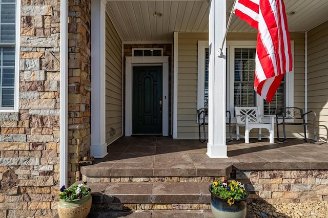 20324 Josh Allen Dr, Abingdon, VA 24211 - property entrance with a porch and stone siding