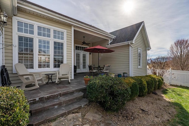20324 Josh Allen Dr, Abingdon, VA 24211 - rear view of house with french doors, a ceiling fan, a patio area, and roof with shingles