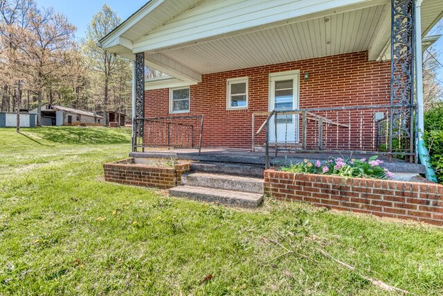 324 Mill Creek Rd, Chilhowie, VA 24319 - entrance to property featuring a lawn and brick siding
