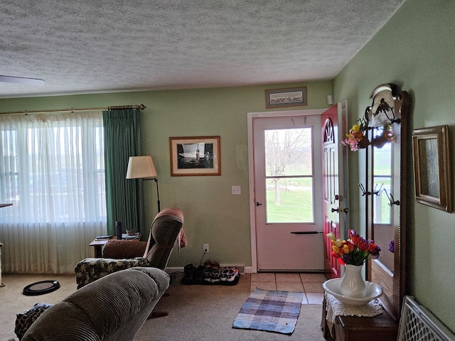 interior space featuring plenty of natural light and a textured ceiling