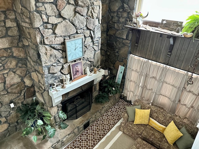 exterior space featuring stone siding