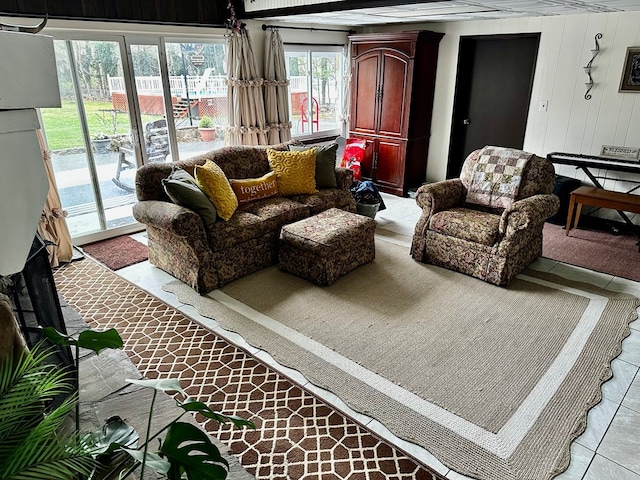 interior space featuring light tile patterned floors