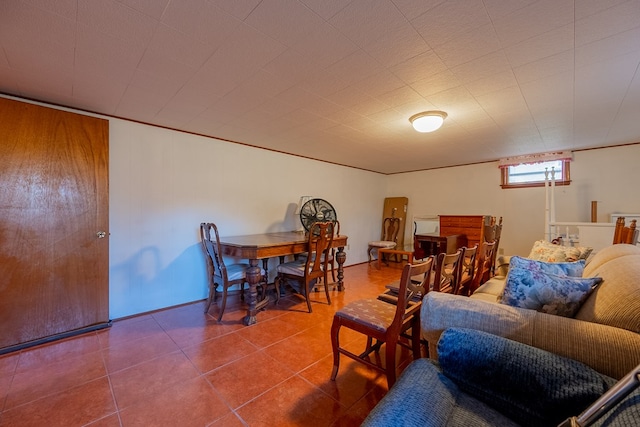 living area with tile patterned flooring