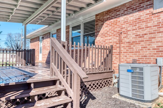 824 Skyview Dr, Chilhowie, VA 24319 - wooden terrace featuring cooling unit