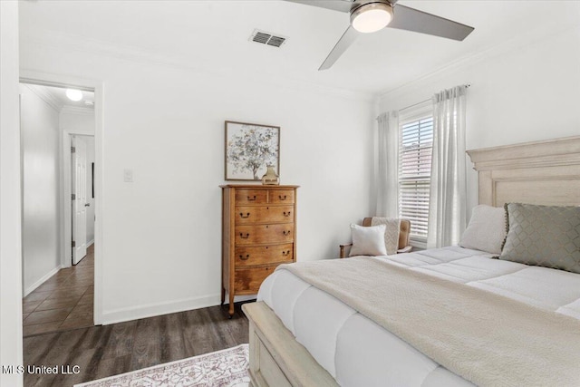 10601 W River Vue, Biloxi, MS 39532 - bedroom featuring crown molding, dark wood finished floors, and a ceiling fan