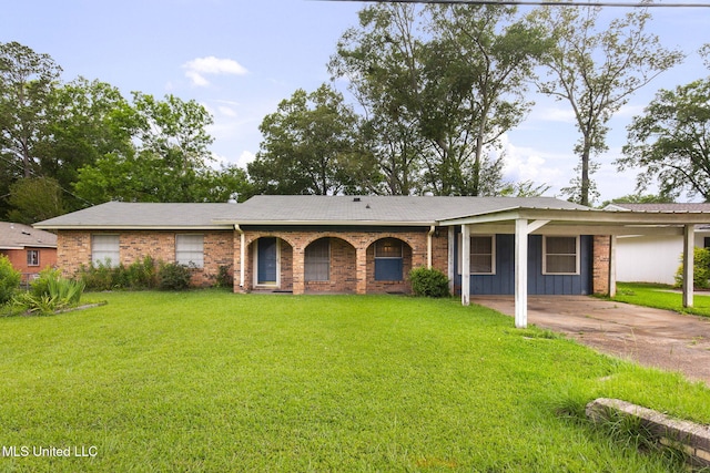 3608 Old Brandon Rd, Pearl, MS 39208 - ranch-style house featuring a front yard, brick siding, and concrete driveway