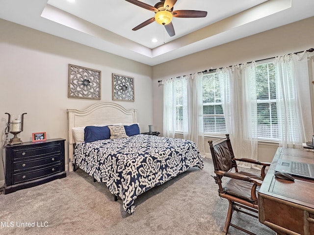 14 Le Petit Cv, Long Beach, MS 39560 - bedroom featuring a tray ceiling, carpet, a ceiling fan, and recessed lighting