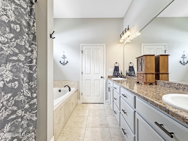 14 Le Petit Cv, Long Beach, MS 39560 - full bathroom featuring double vanity, tile patterned floors, and a garden tub