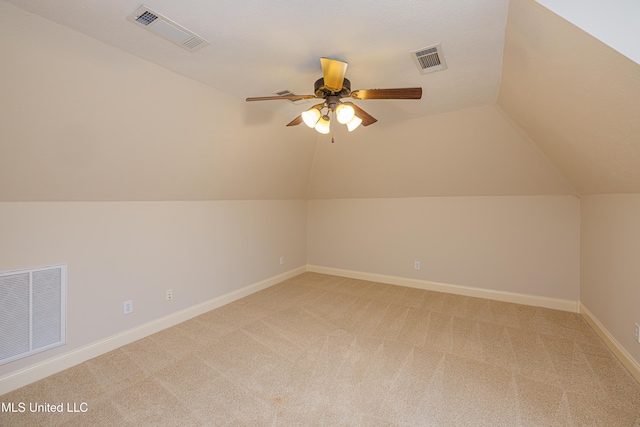 130 Covey Run, Madison, MS 39110 - additional living space featuring light colored carpet, lofted ceiling, and a ceiling fan