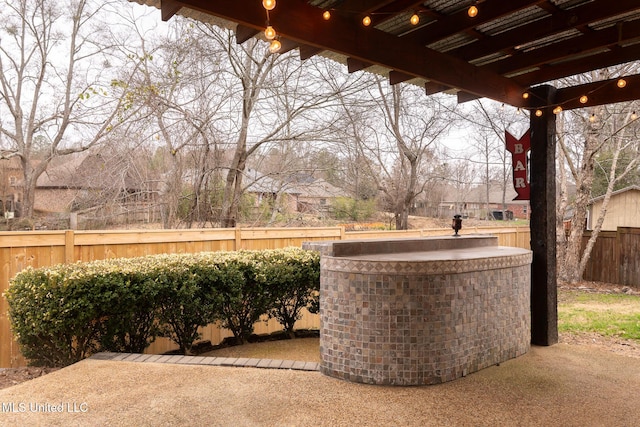 view of patio / terrace with an outdoor bar