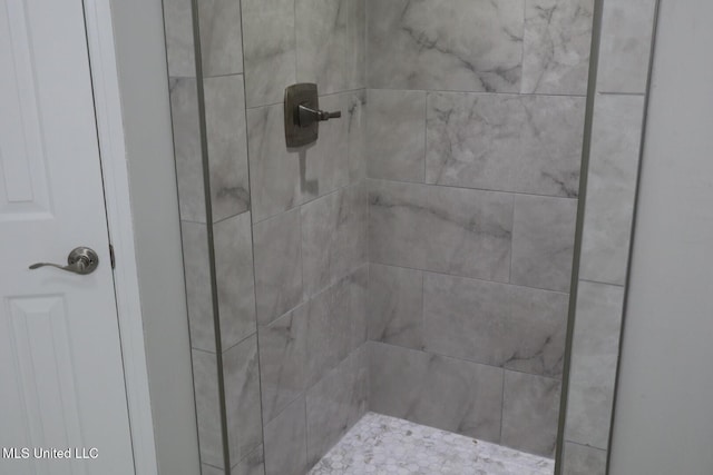 bathroom view of tiled shower