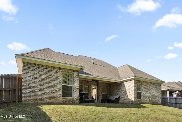 254 Buttonwood Ln, Canton, MS 39046 - rear view of property with brick siding, ceiling fan, and roof with shingles