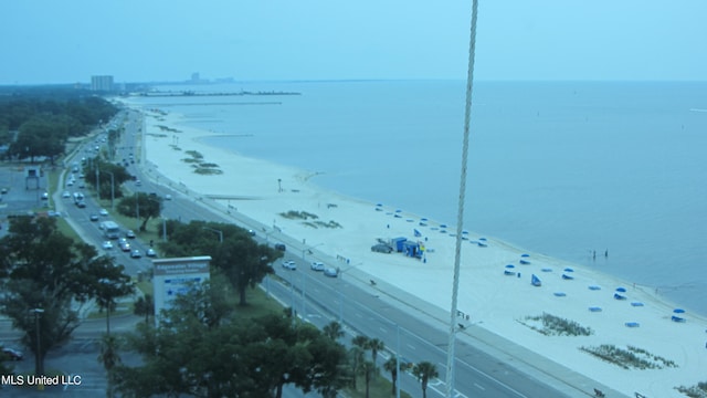 property view of water with a beach view