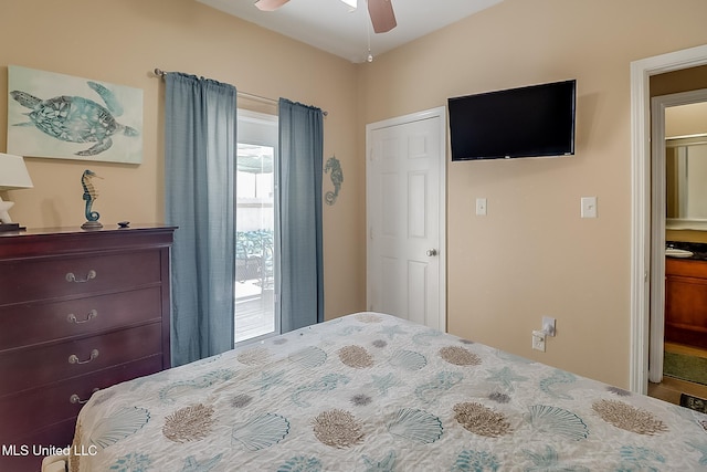 bedroom featuring ceiling fan