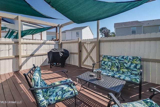 deck with area for grilling