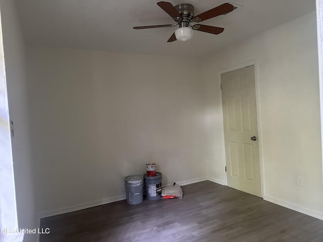 2806 Tara Rd, Jackson, MS 39212 - empty room featuring ceiling fan, wood finished floors, and baseboards